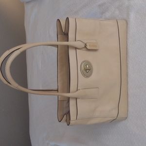 Coach Genuine Leather Madeline Handbag Cream Vintage